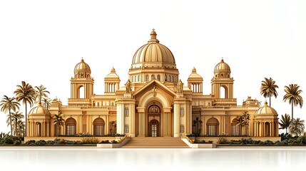 Obraz premium Luxury wooden heritage palace architecture front view high resolution image