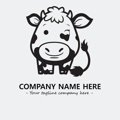 Cow illustration black and white for logo company vector image
