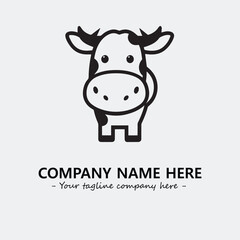 Cow illustration black and white for logo company vector image
