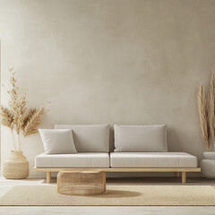 Minimalist Living Room with Neutral Colors and Natural Elements