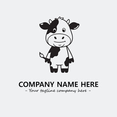 Cow illustration black and white for logo company vector image
