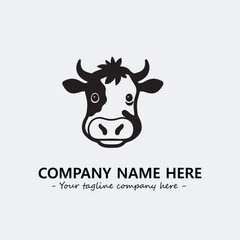 Cow illustration black and white for logo company vector image
