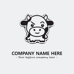 Cow illustration black and white for logo company vector image
