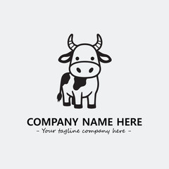 Cow illustration black and white for logo company vector image
