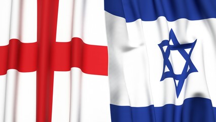 Flags of England and Israel with realistic cloth texture