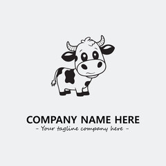 Cow illustration black and white for logo company vector image
