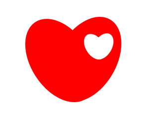 the red heart in it is small and white on a white background,