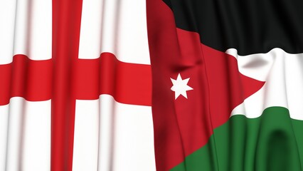 Flags of England and JORDAN with realistic cloth texture