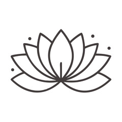 Minimalist lotus flower icon for wellness branding, meditation apps, yoga studios, spa marketing, mindfulness programs, holistic healing services, and spiritual practice websites