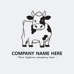 Cow illustration black and white for logo company vector image
