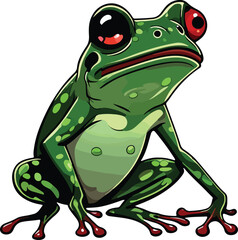 a full-body cartoon frog warrior in 2D