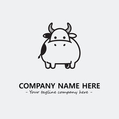 Cow illustration black and white for logo company vector image
