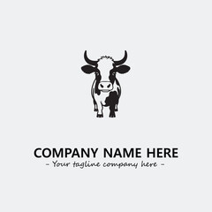 Cow illustration black and white for logo company vector image
