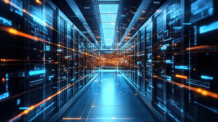 Obraz premium Data center interior high tech design