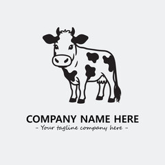 Cow illustration black and white for logo company vector image
