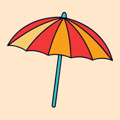 Obraz premium Colorful Striped Beach Umbrella on a Summer Objects Light Tan Background Perfect for Summer