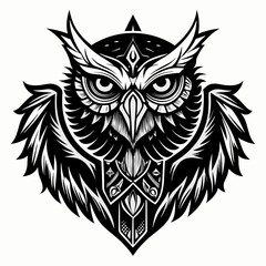 Fototapeta premium A black and white owl with a triangle on its head