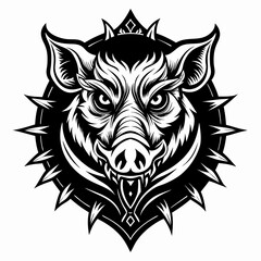 Obraz premium Intricate Boar Head Illustration in Tribal Style
