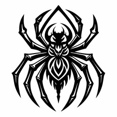Intricate Tribal Spider Tattoo Design in Black and White  Art