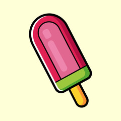 Cute popsicle illustration featuring a layered Summer Objects design with bright colors and outline