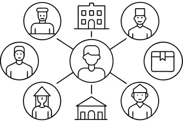 Distributor line art with technical shape focus