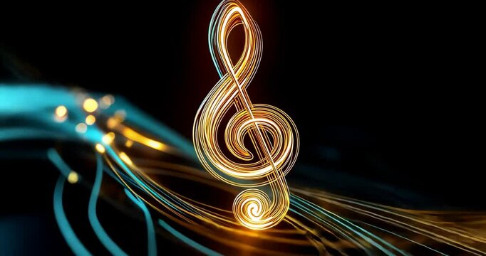 Glowing Treble Clef in Darkness