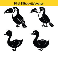 Fototapeta premium Cute vector illustration set of wild birds like robin and bullfinch on a branch, a lovely spring design.
