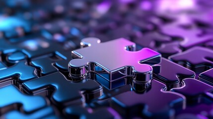 Colorful Puzzle Piece on a Reflective Background in Vibrant Hues