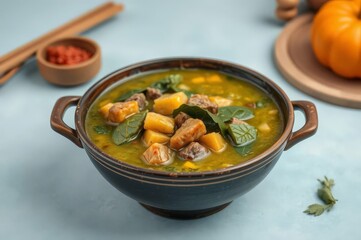 Ugu Soup in Traditional Bowl