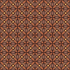 Traditional Indonesian Batik pattern vector with seamless geometric and floral motifs in warm brown tones, showcasing rich Javanese heritage and cultural craftsmanship.