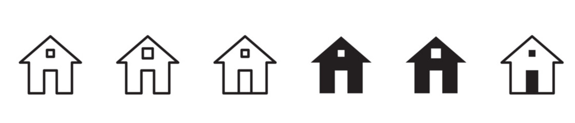 Set of home line icons and solid icons isolated on transparent background. Simple home icons. 
