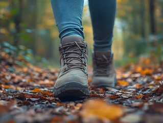 Woman walking through vintage forest landscape