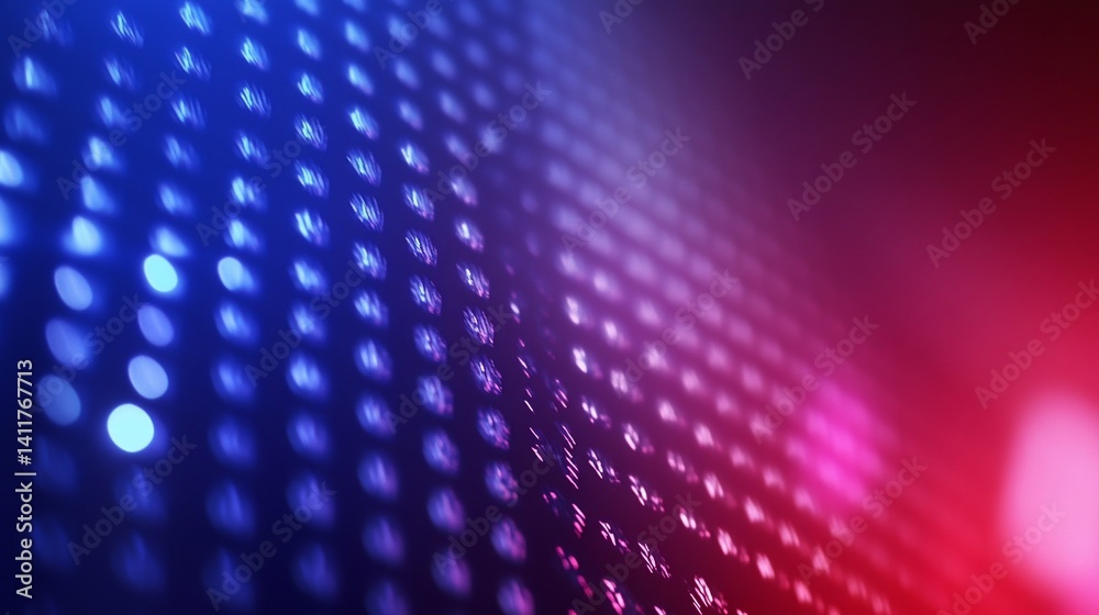Poster abstract blue and red led lights background with bokeh effect display