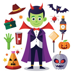 Halloween Costume parties  isolated on white background