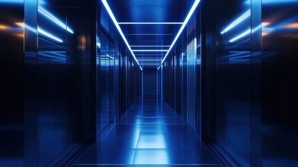 Fototapeta premium Futuristic server room corridor