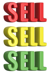 set of 3d render sell PNG images, colorful, red, yellow, green