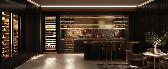 Luxury Wine Cellar  Bar Modern Design Interior.