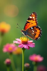 Fototapeta premium Viceroy butterfly on wildflowers, soft focus background, delicate, insect