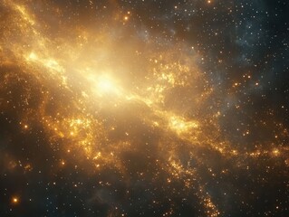 Fototapeta premium Golden nebula cosmic landscape
