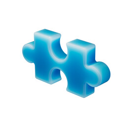 Obraz premium A smooth, glowing blue puzzle piece with a soft, futuristic and elegant appearance. 3d illustration