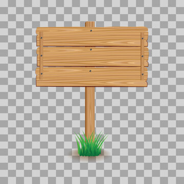 wooden sign with green grass signpost empty old wood bord vector png design