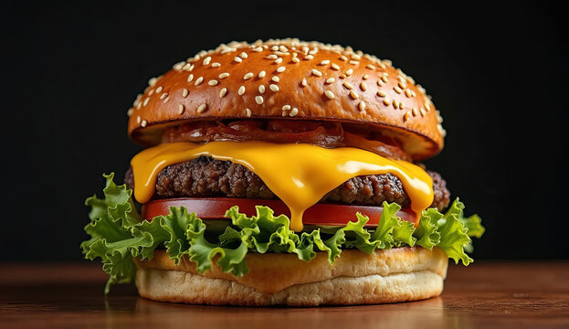 burger on black background