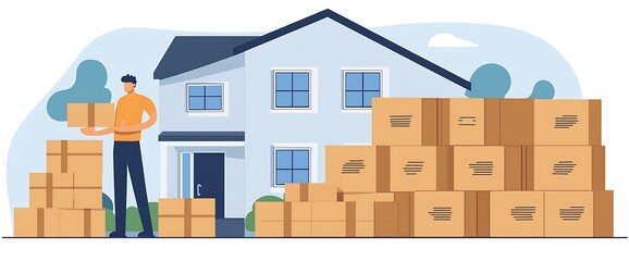 Man Moving Boxes New Home Delivery.