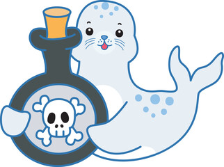 Cute Seal vector icon. Funny baby Seal animal series stock illustration. Life of fluffy Seal designs
