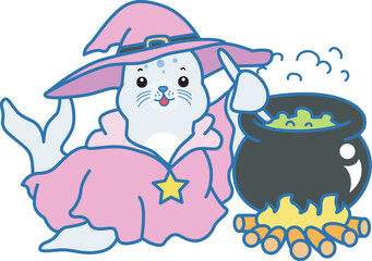 Cute Seal vector icon. Funny baby Seal animal series stock illustration. Life of fluffy Seal designs.