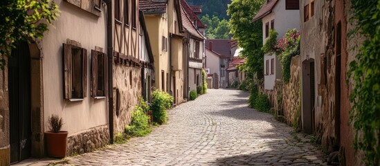 A Picturesque Stone Paved Street Lined with Old European Buildings
