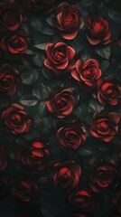 Dark Red Roses Floral Background Wallpaper
