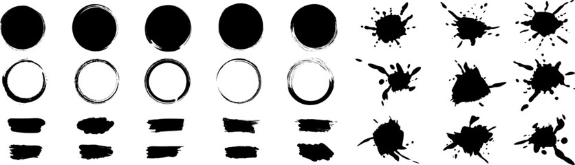 Collection of paintbrushes, grunge paint. Brush stroke, ink brush, brush, line, frame, box, grungy. Abstract