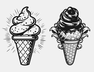 Set of ice cream outline for coloring book pages , vector illustration design.