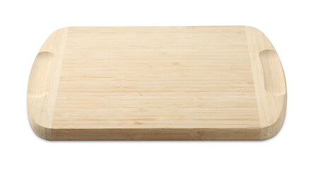 One wooden serving board isolated on white. Space for text